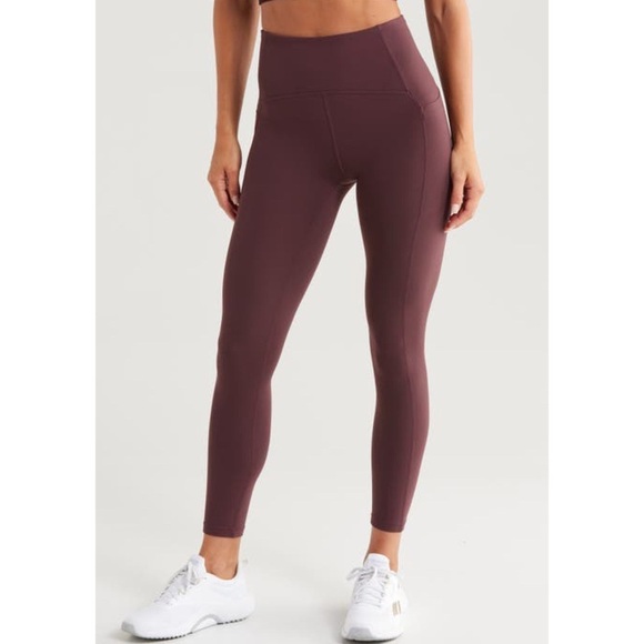 Z by Zella High Waist 7/8 Pocket Leggings S Burgundy - Picture 1 of 9